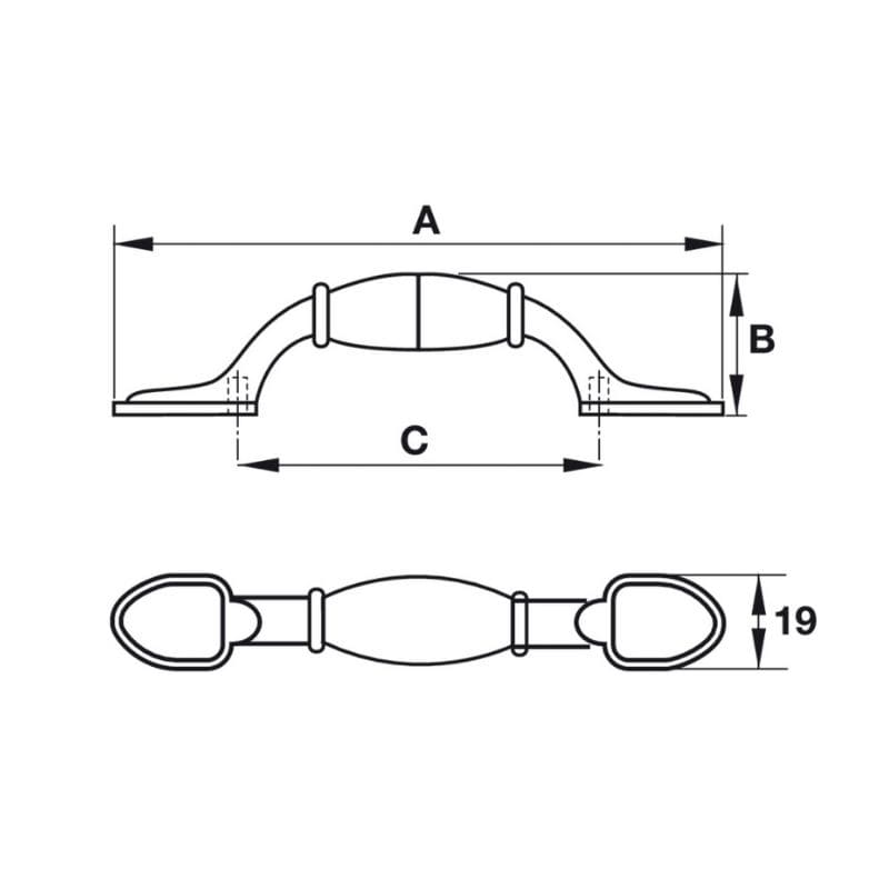 Tay nắm tủ cổ điển Hafele 121.26.141 (mạ thiếc)